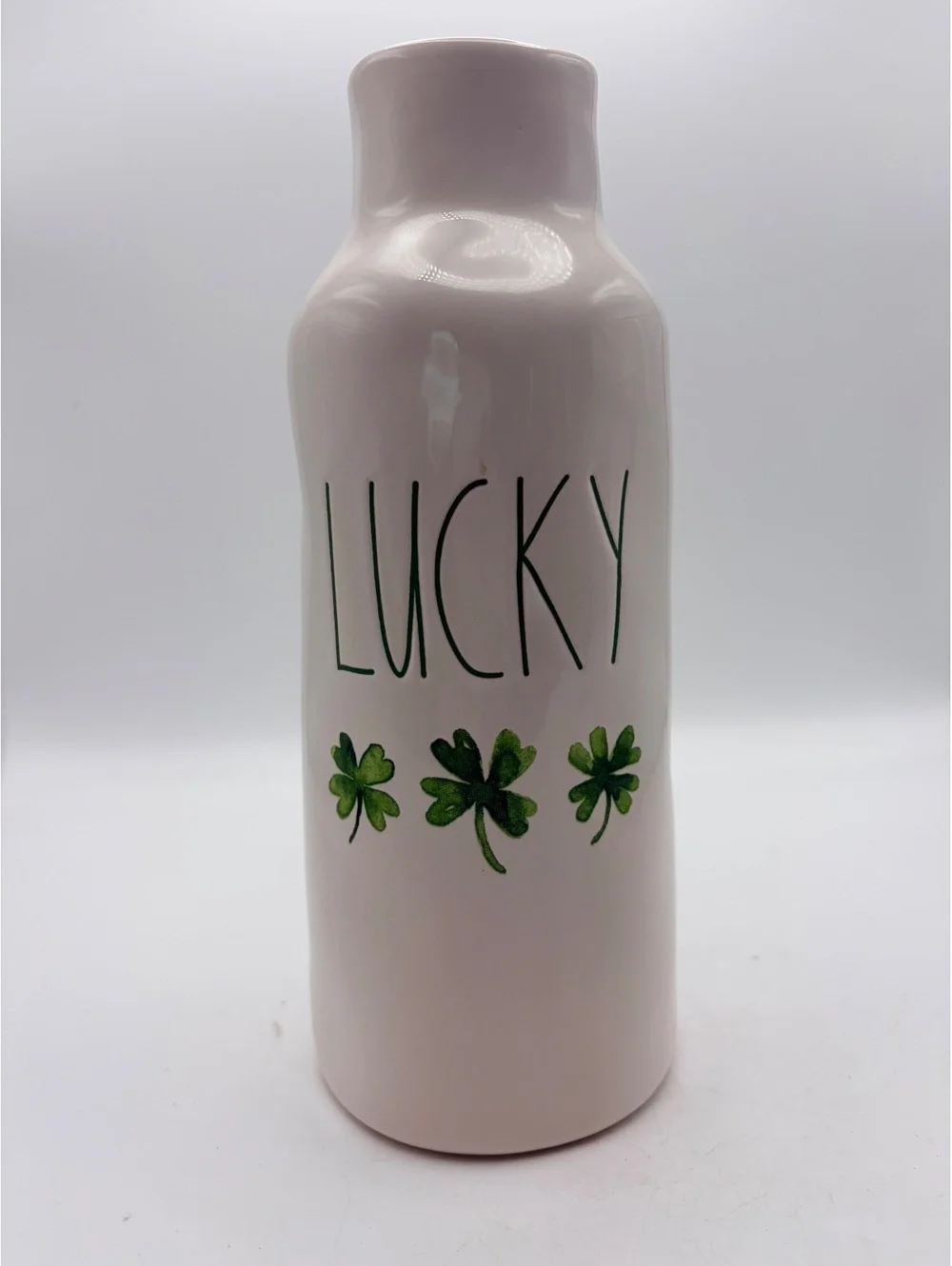 Rae Dunn 12” lucky vase. Rare st. Patrick’s day celebration vase.